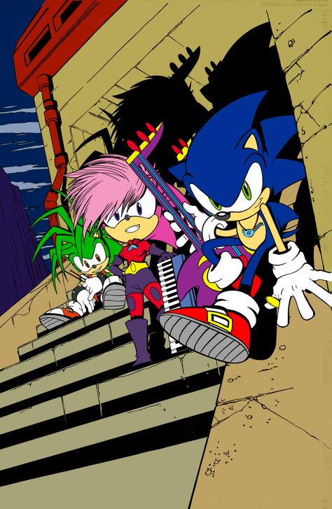 Sonic Universe 50 Cover Coloured by Sonicguru Sonic Siblings, Sonic Manic And Sonia, Sonic Underground Fanart, Manic The Hedgehog, Sonia The Hedgehog, Sonic Underground, Classic Sonic, Shadow Sonic, Nintendo Sega