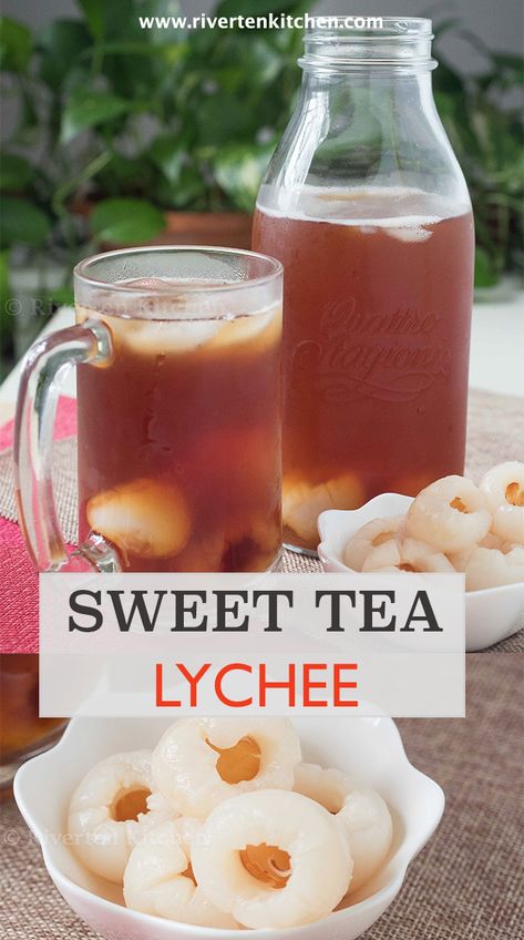 Lychee Iced Tea, Lychee Recipes, Fruit Tea Recipes, Lychee Tea, Sweet Tea Recipes, Lychee Fruit, Tea Drink Recipes, Drink Recipes Nonalcoholic, Iced Tea Recipes