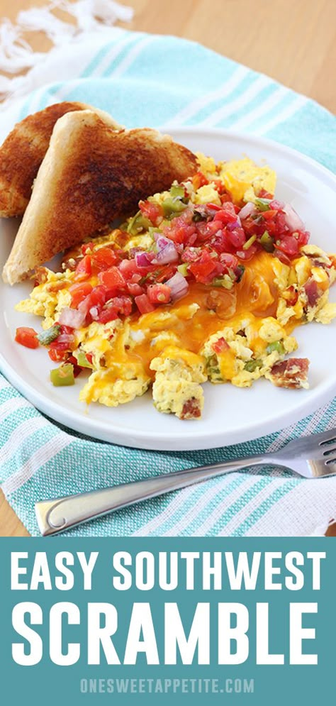 Eggbeaters Recipes Breakfast, Scrambled Egg Skillet Recipes, Egg Scramble Recipes, Egg And Salsa Breakfast, Breakfast Eggs Ideas, Eggs And Peppers Breakfast, Loaded Scrambled Eggs, Mexican Scrambled Eggs Recipe, Taco Breakfast Scramble