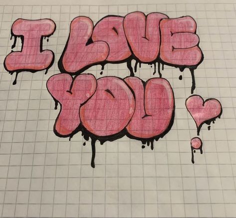 I Love You In Graffiti Letters, I Love You Graffiti Drawings, Graffiti Love Drawing, Graffiti Words Ideas, Easy Graffiti, Easy Graffiti Drawings, Graffiti I, Graffiti Text, Love Graffiti