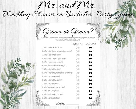 Bachelor Party Games, Two Grooms, Game Wedding, Wedding Shower Games, Drinking Party, Gay Wedding, Hen Do, Simple Game, Party Game