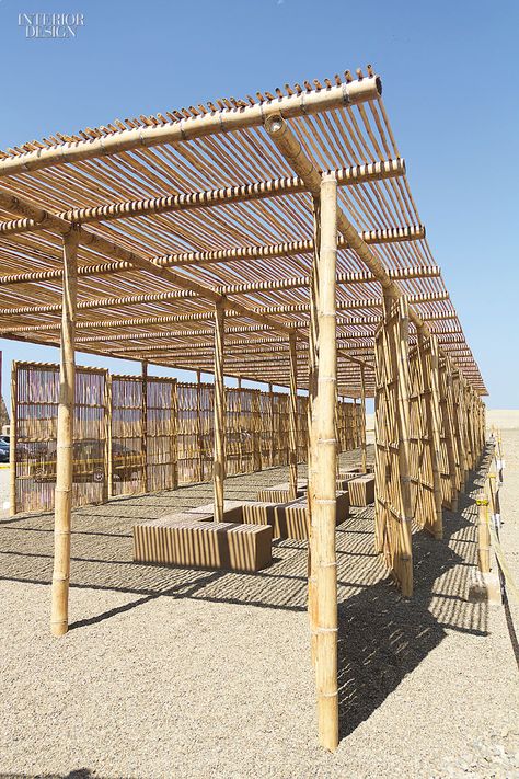 Utopus Updates Peru Visitor Center With Stunning Bamboo Latticework Bamboo Canopy, Bamboo Restaurant, Bamboo Roof, Bamboo Diy, Bamboo Building, Outdoor Restaurant Design, Bamboo House Design, Chan Chan, Bamboo Structure