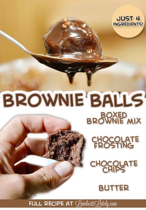 Brownie Balls are just like the cake pops you all know and love - just in a rich, chocolate form! These cake balls made with a simple brownie mix are so easy to make - just 4 ingredients in this recipe. Brownie Mix Cake Pops, Brownie Balls Recipe, Brownie Balls From Mix Boxes, Brownie Cake Balls, Brownie Balls Easy, Brownies Balls, Easy Cake Balls Recipe, Cake Balls Recipe Easy, Brownie Pops Recipe