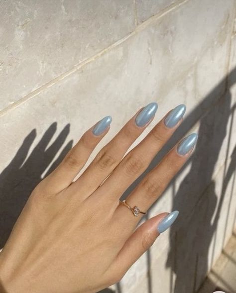 Chrome Nails Designs, Pearl Nails, Blue Nail, Metallic Nails, Beach Nails, Minimalist Nails, Funky Nails, Pretty Acrylic Nails, Chic Nails