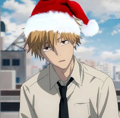 Chainsaw Man Christmas, Christmas Profile, Christmas Profile Pictures, Cool Anime Backgrounds, Man Icon, 50 Christmas, Christmas Icons, Cute Disney Wallpaper, Anime Profile