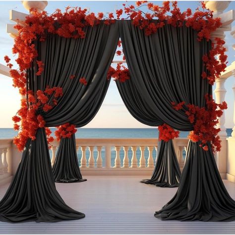 Make Your Wedding Day Extra Special With These Elegant Black Backdrop Curtains. Perfect For Creating A Dramatic Photo Backdrop, These Two Polyester Panels Each Measure 5ft X 8ft And Feature A Solid Pattern And A Square Shape. The Tao-Ge Brand Curtains Are Made From High-Quality Fabric That Is Both Reusable And Easy To Hang. Ideal For A Classic Black And White Wedding Theme, These Curtains Are A Beautiful Addition To Any Venue. The Set Includes Two Panels, Each Weighing Only 1lb, Making Them Easy Satin Background, Backdrop Curtains, Black And White Wedding Theme, Party Fotos, White Wedding Theme, Curtain Backdrops, Display Area, Black Backdrop, Satin Noir