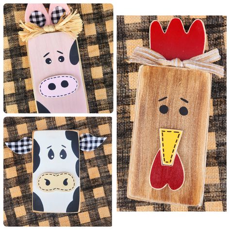 NEW Wooden Farm Animal Measures Approximately 4x8x1.5" Listing is for 1 animal Wooden Chicken Crafts, Diy Farm Crafts, Diy Farm Decor, Wooden Block Crafts, November Decorations, Wooden Halloween Crafts, Felt Thanksgiving, Cow Crafts, Barn Crafts