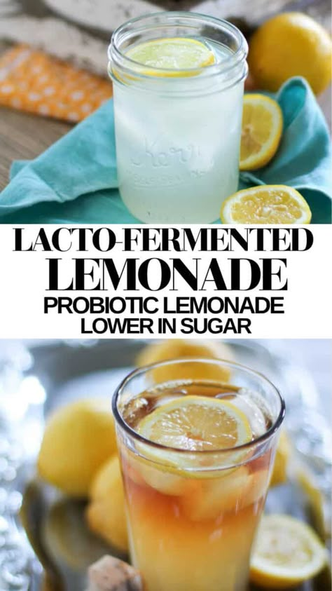 Lacto Fermented Vegetables, Fermented Lemonade, Probiotic Lemonade, Homemade Probiotics, Fermented Beverages, Fermented Vegetables Recipes, Fermented Food Recipes, Lacto Fermented, Fermented Drinks