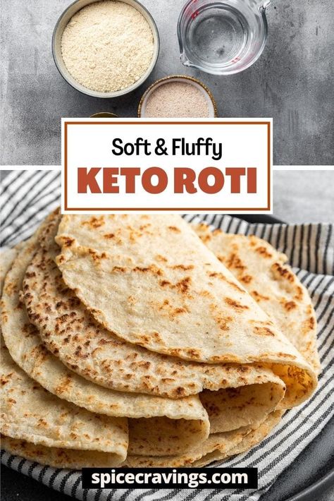 Low Carb Indian Recipes Vegetarian, Low Carb Roti, High Protein Avocado Bread, Low Carb Flat Bread Recipe, Low Carb Indian Recipes, Keto Gourmet, Keto Roti, Healthy Roti, Paleo Indian Recipes