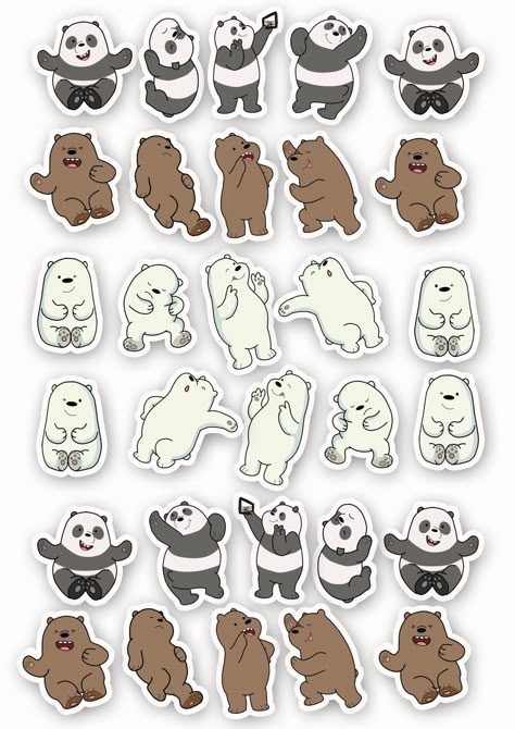 Cute Aesthetic Stickers Printable, Sticker Printable Aesthetic, Bare Bears Stickers, Aesthetic Stickers For Journal, Disney Stickers Printables, Stickers Printable Aesthetic, Bears Stickers, Aesthetic Stickers Printable, Vintage Aesthetic Stickers Printables