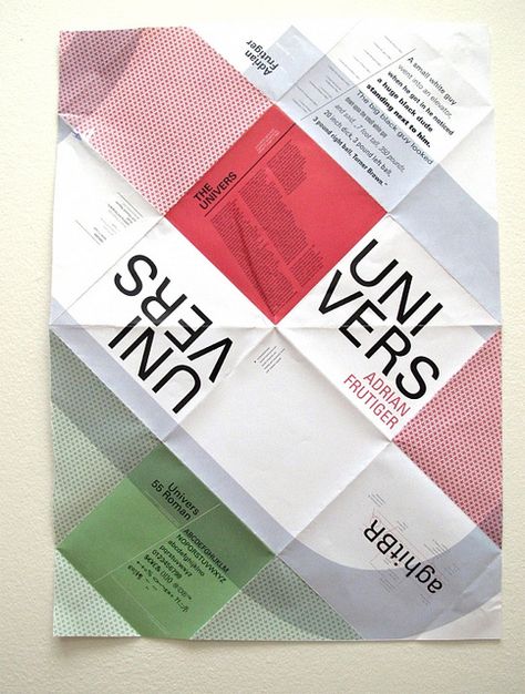 Adrian Frutiger, Typeface Poster, Folded Poster, Typo Poster, Brochure Inspiration, Page Layout Design, Typo Design, Swiss Design, Typographic Poster