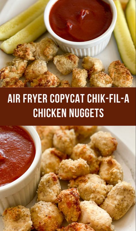 Chik fil a chicken nuggets Gluten Free Air Fryer Chicken Nuggets, Gluten Free Chicken Fingers Air Fryer, Egg Free Chicken Nuggets, Air Fryer Chik Fil A Chicken Nuggets, Low Carb Chicken Nuggets Air Fryer, Chik Fil A Chicken, Chick Fil A Nuggets, Mcdonalds Chicken, Gluten Free Recipes For Lunch