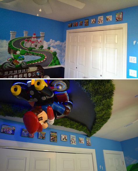 This dad built his kid the coolest room in the world for the next, say, 18 years Mario Bedroom Ideas, Mario Bedroom, Mario Room, Nintendo World, Youth Pastor, Mario Kart 8, Boys Bedroom Ideas, Internet Culture, Sci Fi Movies