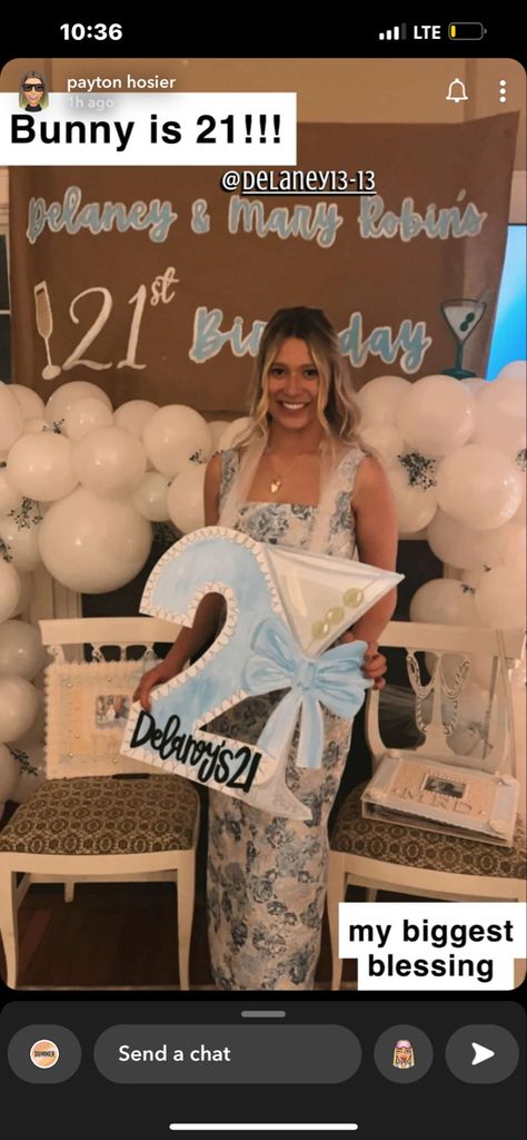 Pink And Blue 21st Birthday, 21st Birthday Signs Posters, 21st Birthday Poster Ideas, 21st Birthday Blue Theme, Blue 21st Birthday Ideas, 21st Banner Ideas, 21st Sign Ideas, Sign Night 21st Birthday, Shot Book 21 Birthday