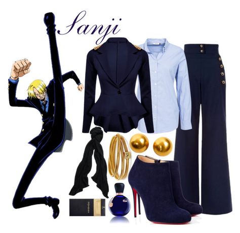 "|| Sanji (pre-timeskip) ||" by miyu-san ❤ liked on Polyvore featuring moda, ChloÃ©, Diane Von Furstenberg, ONLY, Cole Haan, Christian Louboutin, Lacoste ve Yves Saint Laurent One Piece Crew, Character Inspired Outfits, Fandom Fashion, Casual Cosplay, Anime Inspired Outfits, One Piece Outfit, Themed Outfits, Closet Fashion, Fashion Design Clothes