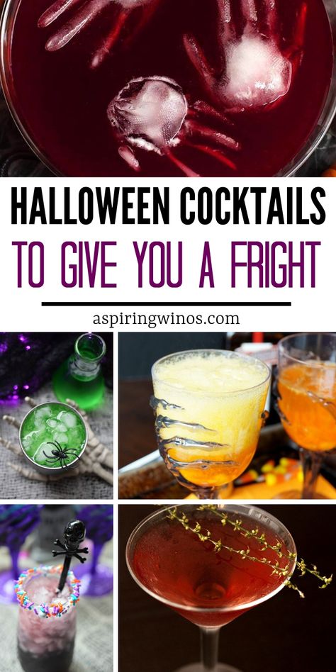 These spooky and delicious Halloween cocktails will be the most fun your #Halloween party guests have all year! These spooky alcohol drinks with vodka, gin, rum and even dry ice will make everyone feel like there are vampires and ghosts just around the corner. They're perfect for a crowd of adults looking to have a party on halloween. #cocktails #mixeddrinks #alcohol via @aspiringwinos Easy Halloween Cocktails, Spooky Cocktails, Cocktail Recipes For A Crowd, Cocktails Easy, Halloween Drinks Alcohol, Halloween Cocktail, Vodka Cocktails Recipes, Adult Halloween Party, Halloween Cocktails