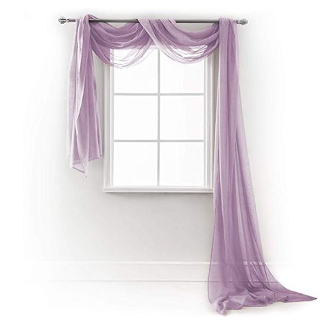 Amazon.com: MEMIAS Window Sheer Elegant Voile Curtain Scarf for Home, Birthday Party, Wedding Decoration, 1 Panel 54" W x 216" L, Purple: Home & Kitchen Curtain Scarf, Scarf Curtains, Home Birthday Party, Window Treatments Sheer, Luxury Windows, Window Sheers, Voile Curtains, Curtain Sizes, Drape Panel