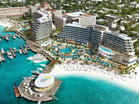 Margaritaville Beach Resort Nassau Offers a Festive Escape for a Good Cause | Islands Margaritaville Resort, Bahamas Resorts, Destin Resorts, Resort Architecture, Travel Channel, Island Getaway, The Bahamas, Pool Spa, Paradise Island