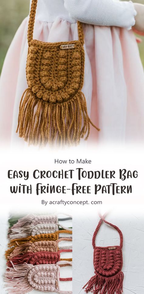 This cutie Crochet Toddler Bag with Fringe is perfect for your little princess. It’s a great size for toddlers and the pattern is very easy to follow. Crochet Kids Handbags Free Patterns, Girls Crochet Purses Free Pattern, Child Crochet Purse Pattern Free, Crochet Purse For Kids, Toddler Girl Crochet Patterns, Crochet Child Purse, Toddler Purse Pattern Free, Free Crochet Patterns Purse, Crochet Kids Bags Free Patterns