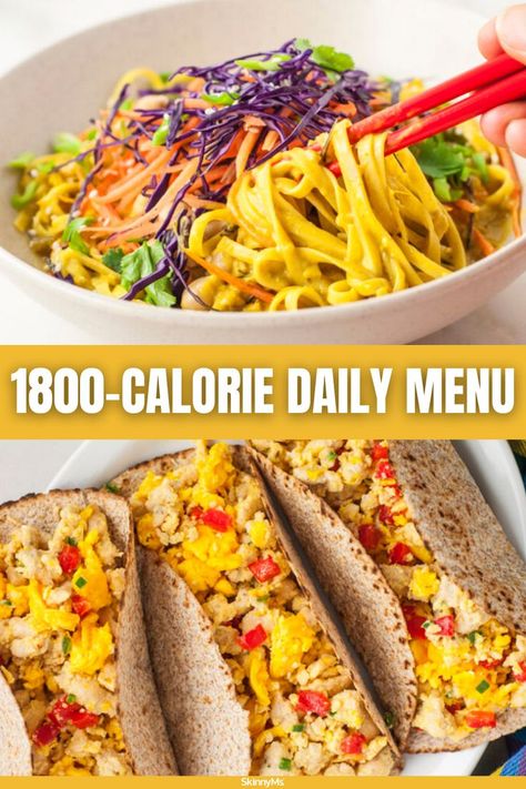 Keep your calories in check with this 1800-calorie daily menu. Nutrient Dense Diet, 1800 Calorie Diet, 1800 Calorie Meal Plan, 1200 Calorie Diet Menu, Bland Diet Recipes, Macro Meal Plan, 1200 Calorie, Calorie Meal Plan, Macro Meals