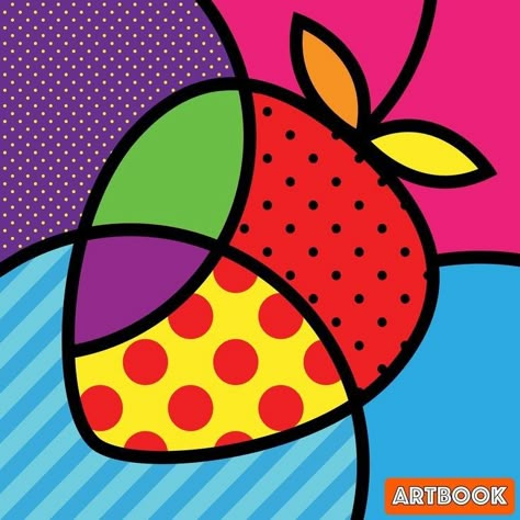 Pop Art Drawings Ideas Easy, Brito Art, Pop Art Fruit, Painting Sand, Romero Britto Art, Britto Art, Grade 1 Art, Cute Easy Paintings, Tulips Art