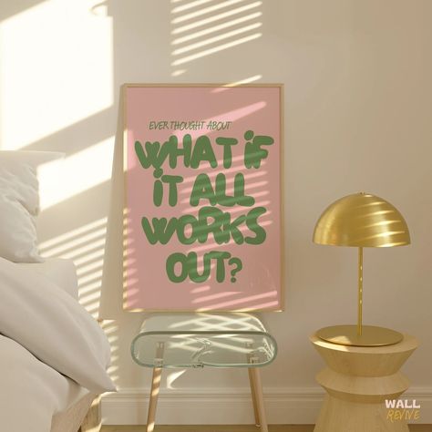 What If It All Works Out Pink Wall Art, Trendy Wall Art Print, Apartment Aesthetic, Typography Poster, Digital Prints, Wallreviveprints - Etsy Canada What If It All Works Out, Aesthetic Typography, Quote Painting, Wall Art Trendy, Painting Quotes, Apartment Aesthetic, Love Wall Art, Pink Wall, Pink Wall Art