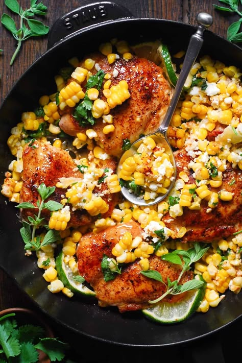 Cilantro-Lime Chicken and Corn Chicken With Corn, Julia's Album, Chicken And Corn, Mediterranean Cookbook, Delicious Chicken Dinners, Cilantro Chicken, Corn Chicken, Chicken Corn, Corn Recipe