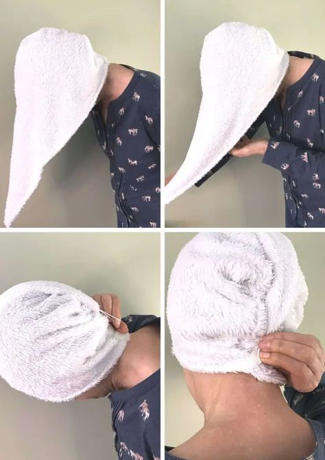 Towel Scarf Free Pattern, Towel Turban Diy, Diy Hair Towel, Hair Towel Pattern, Towel Wrap Hair, Towel Hair Wrap, Turban Diy, Plopping Curly Hair, Tank Tops Diy