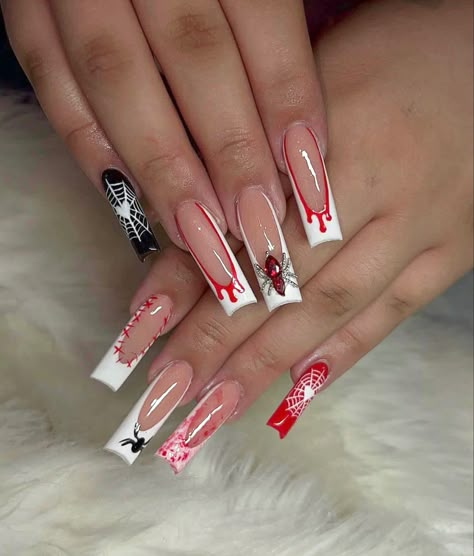 Blood Nails, Horror Nails, Long Square Nails, Simple Fall Nails, Halloween Acrylic Nails, Long Acrylic Nail Designs, Grunge Nails, Short Square Acrylic Nails, Acrylic Nails Coffin Pink