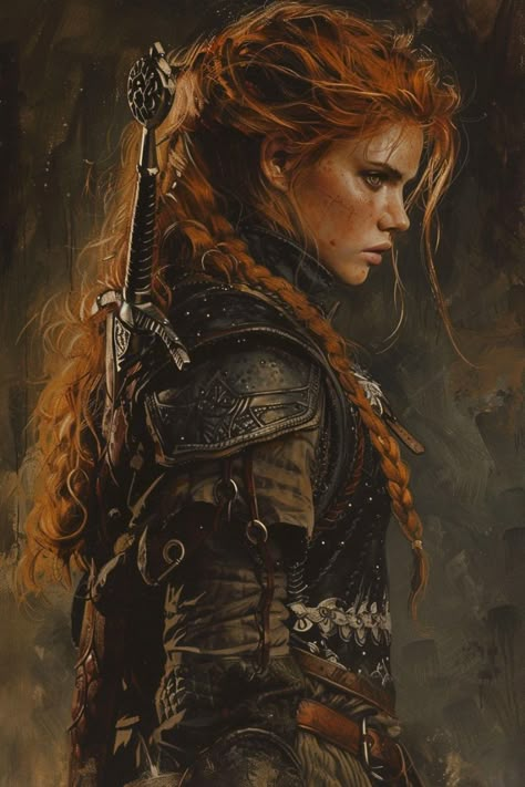 #thewitcher #sorceleur #fantasy Strawberry Blonde Female Character Art, Red Head Warrior, Female Character Inspiration Red Hair, Redhead Character Art, Game Of Thrones Throne, Witcher Aesthetic, Viking Warrior Woman, Fantasy Romance Novels, Redhead Art