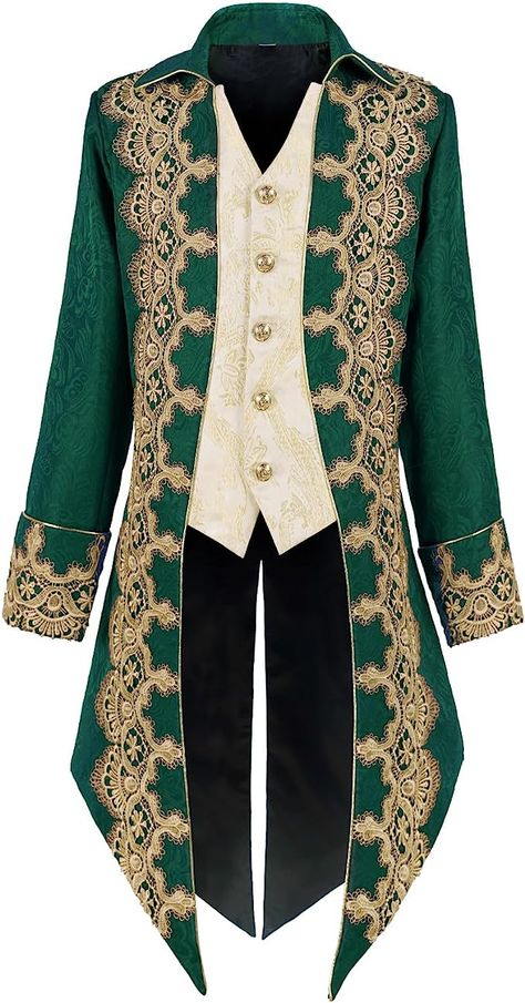 Amazon.com: Men's Medieval Tailcoat Jacket Embroidery Vintage Gothic Steampunk Tuxedo : Clothing, Shoes & Jewelry Renn Faire, Victorian Jacket, Victorian Coat, Emo Shirts, Steampunk Jacket, Tuxedo Coat, Punk Shirt, Frock Coat, Gothic Victorian