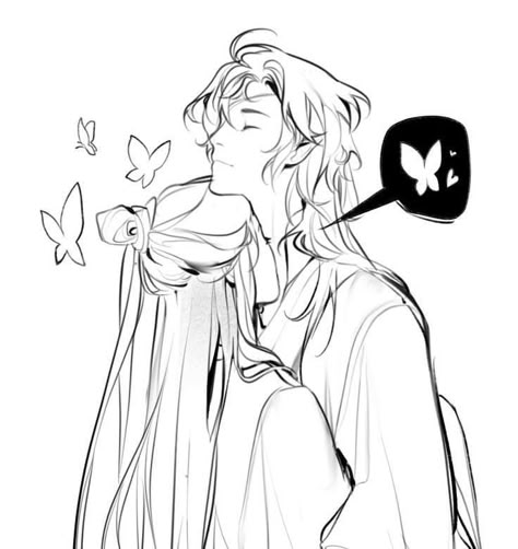 Butterfly Man, Hua Cheng, Scum Villain's Self-saving System, Chinese Man, Butterfly Kisses, Wonderful Life, Heaven's Official Blessing, Fanarts Anime, Art Reference Poses