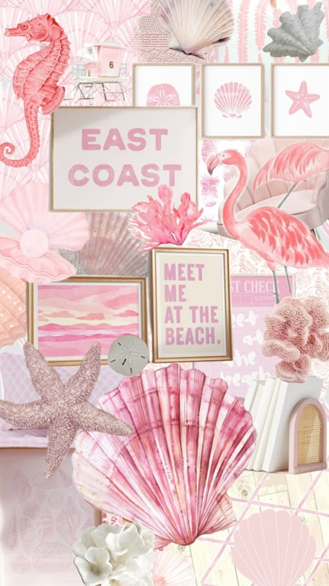 Pink Coastal Wallpaper, Pink Summer Aesthetic Wallpaper, Pink Beach Wallpaper, Cruise Wallpaper, Pink Beach Aesthetic, Beach Phone Wallpaper, Summer Prints Wallpaper, Coastal Pink, Beachy Wallpapers