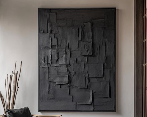 Large Black Painting 3d Texture Oversize Abstract Art Hallway Black Stone Texture Canvas Monochrome Geometric Volumetric Plaster Wall Decor - Etsy Black Abstract Art, Monochrome Wall, Wabi Sabi Wall, Wabi Sabi Wall Art, River Painting, Colorful Abstract Painting, Decoration Originale, Beautiful Painting, 3d Texture