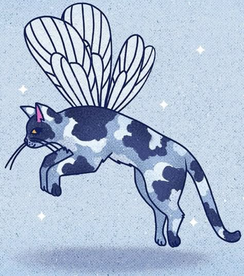 Cat Vibe, Cat Flying, Fairy Cat, Flying Cat, Cat Background, Sanrio Wallpaper, Cute Fairy, Car Illustration, Vintage Junk Journal