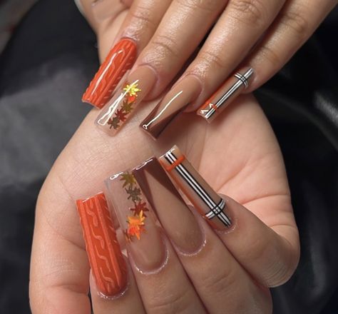 Fallnails Autumn, Funky Nail Designs, Acrylic Nails Nude, Fall Acrylic, Brown Nails Design, Fake Nails Designs, Home Nail Salon, Nails Nude, Fall Nail Art Designs