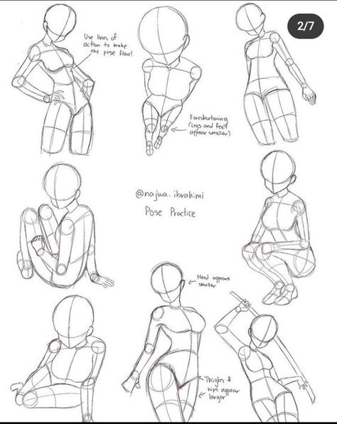 55 Sketches of mannequin figures in various poses for pose practice exercises, with annotations and tips for improving figure drawing. | Sky Rye Design Human Body Drawing, Anime Body, Body Drawing Tutorial, Human Drawing, Anime Body Drawing, Art Tools Drawing, Sketches Tutorial, Gesture Drawing, Easy Drawings Sketches