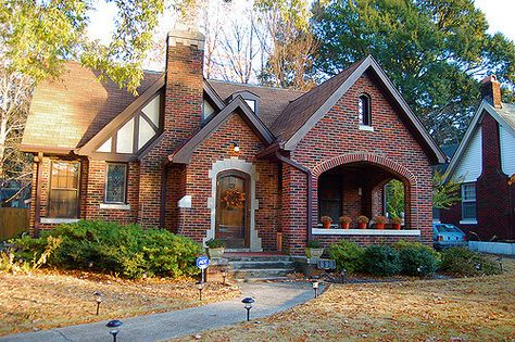 Vollintine-Evergreen house - 14 | House in the Vollintine-Ev… | Flickr Brick Home Front Door, Brick Homes Exterior, Brick Craftsman House, Brick Bungalow Exterior, Red Brick Cottage, Tudor House Exterior, 1920 House, Formed Concrete, Brick House Plans