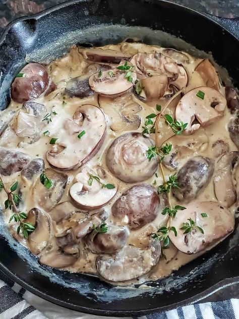 This 7-ingredient Creamy Mushroom Sauce is full of rich umami and savory flavors. This 20-minute sauce is easy to make and versatile to use. Earthy mushrooms, aromatic garlic in velvety creamy sauce are perfect for elevating pasta, meats, or veggies. #creamymushroomsauce #creamymushroompastasauce Mushroom Sauce Recipe Easy, Creamy Mushroom Pasta Sauce, Creamy Mushroom Sauce Recipe, Garlic Mushroom Sauce, Mushroom Cream Sauce, Mushroom Sauce Recipe, White Button Mushrooms, Mushroom Cream Sauces, Creamy Mushroom Pasta