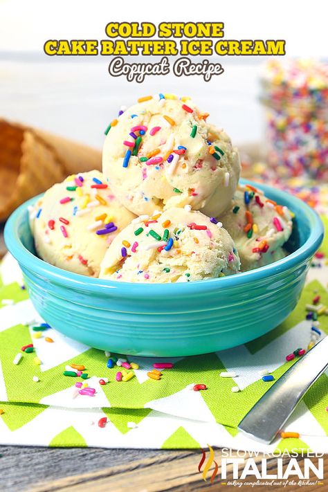 Cake Batter Extract Recipes, Cold Stone Cakes, Stone Cake, Cake Batter Ice Cream, Cold Stone, Ice Cream Maker Recipes, Ice Cream Ingredients, Homemade Ice Cream Recipes, Pure Vanilla