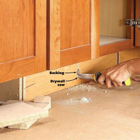 Add Drawer To Kitchen Cabinet, Under Cabinet Drawers Kitchen, Kitchen Kickplate Under Cabinet, Kickplate Drawer Under Cabinet, Toekicks For Kitchen Cabinets, Kickboards Kitchen, Diy Toe Kick Drawer, Herringbone Kitchen Island, Kickboard Storage