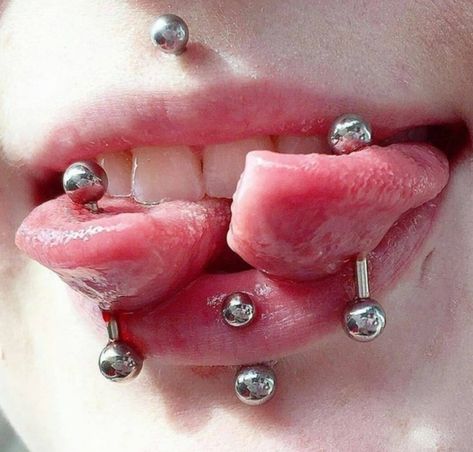 At Home Piercing, Surface Tongue Piercing, Extreme Piercings, Home Piercing, Venom Bites, Tongue Split, Venom Piercing, Body Modification Piercings, Mouth Piercings