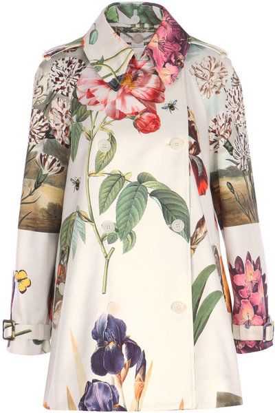 Cropped Trench Coat, Mode Kimono, Printed Clothing, Summer 22, Floral Fashion, Botanical Print, Print Jacket, Cotton Jacket, Looks Style