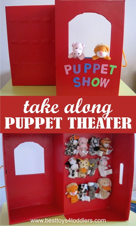 Create Take Along Finger Puppet Theater from Shoe Box Finger Puppet Theater, Puppet Stage, Shoe Box Crafts, Theatre Diy, Puppet Theater, Finger Puppet, Best Toys, Puppet Show, Finger Puppets