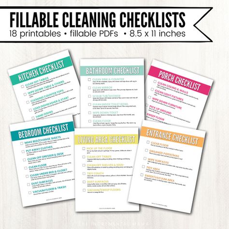 Bathroom Checklist, Clean Room Checklist, Cleaning Checklists, Chore Cards, Room Checklist, Family Binder, Age Appropriate Chores, Printable Chore Chart, How To Clean Mirrors