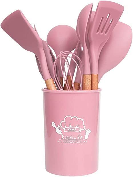 XWWDP Kitchen tools European style non-stick cookware silicone spatula 11 piece set with storage barrel high temperature resistant set (Color : A) Non Stick Cookware Set, Food Utensils, Silicone Utensils, Crockery Design, Kitchen Wear, Silicone Kitchenware, Ceramic Cookware Set, Kitchenware Set, Kitchen Cookware Sets