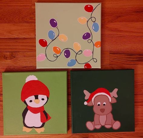 Christmas Paintings On Square Canvas, Christmas Paintings Ideas On Canvas, Small Canvas Christmas Ideas, Easy Canvas Art Christmas, Christmas Canvas Ideas Easy, Gingerbread Man Canvas Painting, Simple Holiday Painting Ideas, Small Painting Ideas Mini Canvas Christmas, Painting Ideas On Canvas Christmas Easy