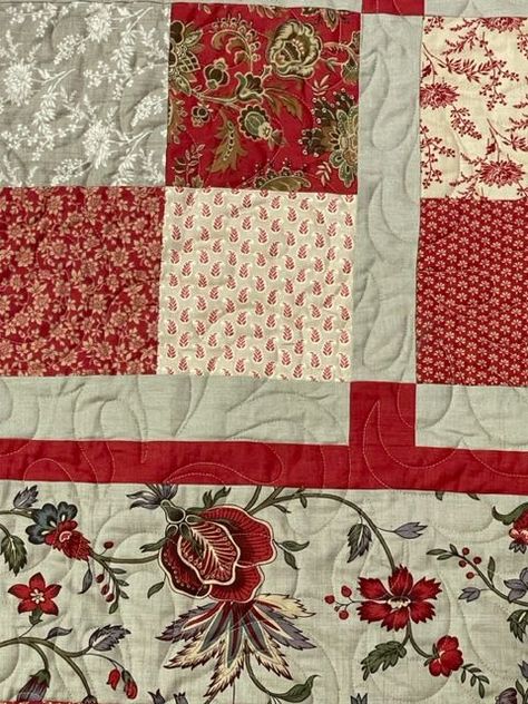 French Country Quilts Pattern, French General Quilts Ideas, French General Quilts Pattern, Red Quilts Ideas, Four Square Quilt, French Country Quilt, French General Quilts, Vintage Quilt Patterns, French General Fabric