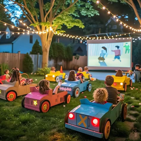 15 Outdoor Movie Night Ideas - Good Party Ideas Kids Drive In Movie Party Cars, Outdoor Movie Night Ideas Seating, Abba Birthday Party, Halloween Outdoor Movie Night, Relationship Activities Couples, Camping Movie Night, Movie Night Backyard, Movie Night Outdoor, Drive In Party