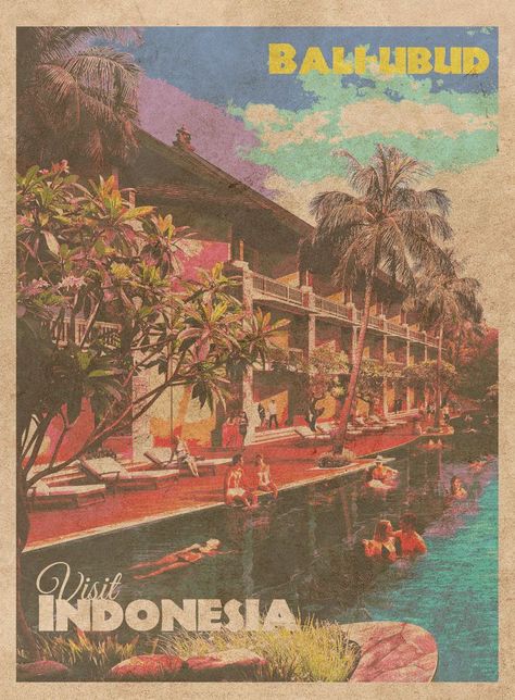 Vintage Travel Posters Bali, Bali Vintage Poster, Bali Graphic Design, Bali Postcard, Bali Print, Bali Poster, Vintage Beach Posters, Vintage Philippines, College Poster